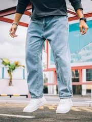 バギー パンツ ゆったり スーパー ワイド デニムパンツ スラックス フィット カジュアル 春 夏 秋 グレー 水色 ダークブルー GTMc801