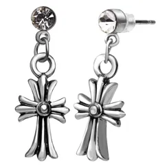 【正規販売】 Renervate クロスピアス 両耳 メンズ レディース 人気 ブランド 男女兼用 ゴールド イヤリング CZダイヤ 十字架 アクセサリー シルバー （K18ゴールド仕上げ） ベビーファット 金属アレルギー プレゼント [シルバー(ノーマル)]