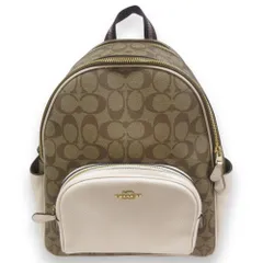 美品 COACH コーチ コート バックパック シグネチャー キャンバス リュック デイパック 5671 カーキチョーク ブラウン系 レディース 古着 中古 USED