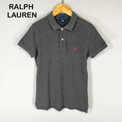 RALPH LAUREN SKINNY FIT ラルフローレン スキニーフィット ポニーロゴ刺繍  コットン 半袖ポロシャツ グレー y2k 平成ギャル