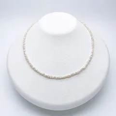 超極小ケシパールネックレス 芥子 無核 淡水真珠 バロック 金属アレルギー対応