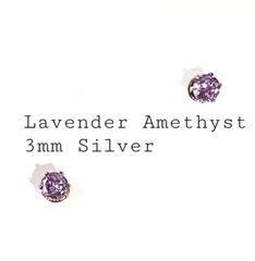 【宝石質】【3mmシルバー】ラベンダーアメジストの１粒ピアス
