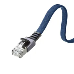 0.5m_ブルー サンワサプライ(Sanwa Supply) LANケーブル CAT6A メッシュフラット メタルコネクタ 10Gbps/500MHz ギガビット イーサネットケーブル ツメ折れ防止 RJ45コネクタ (0.5m) ブルー KB-FL6AME-
