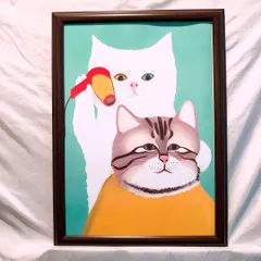 200:お客様毛艶良いですねぇ〜　　猫  パロディアート  ポスター 　B5フレーム付