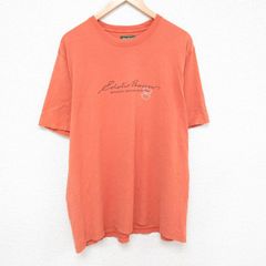 XL/古着 エディーバウアー 半袖 ブランド Tシャツ メンズ ビッグロゴ 大きいサイズ コットン クルーネック オレンジ 25jun19 中古