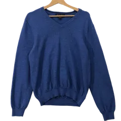BROOKS BROTHERS/ブルックスブラザーズ Vネック ウール ニット セーター 長袖 China製 メンズ M ブルー