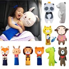シートベルトカバー 子ども おしゃれ 安全 ふわふわ 柔らかい クッション 子供用補助車用アニマル 枕 キッズ ジュニア 動物 シートベルトパッド シートベルト枕  可愛い ぬいぐるみ クマ熊サル猿ライオンうさぎ サメ パンダ ワニ グリズリー