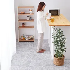 【数量限定セール1点限り！】萩原 クッションフロア キッチンマット (約60×180cm,ロック) 水拭きできる 抗菌 防カビ 抗ウイルス 防炎 滑り止めシール付き カットOK 日本製