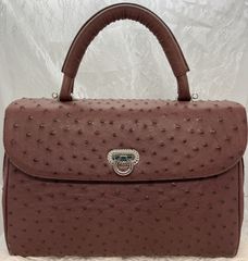 最高級オーストリッチ１本手ハンドバッグ　KKLK　フルポイント　レディース　ボルドー　エクセルヒューマン社購入　ほぼ未使用極美品　限定品