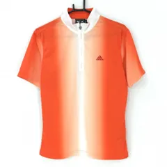 ★特価★【美品】アディダス 半袖ハイネックシャツ オレンジ×白 グラデーションプリント ハーフジップ  メンズ M/M ゴルフウェア adidas