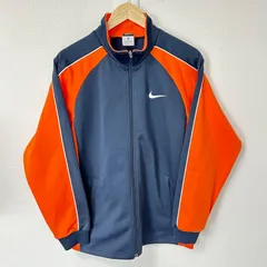 (^w^)b NIKE ナイキ DRI FIT トラックジャケット ジャージ ロゴ刺繍 羽織り トップス シンプル スポーツMIX 運動 トレーニングウェア ネイビー 紺×オレンジ メンズ サイズM