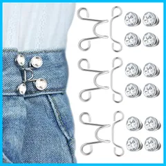 【迅速】SCウエスト調整ボタン27mm3セットジーンズ 調整ボタン リベット付き 縫い目ない ウエストバックル ゆるゆるのジーンズ/ズボン/スカート/Tシャツ/パーカーなどを調節する取り外し可能ボタン 調節可能 交換用 ホワイト、ラインストーン）
