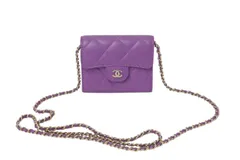 極美品 CHANEL シャネル ショルダーバッグ チェーンウォレット 31番台 ココマーク パープル　ラムスキン ゴールド金具 中古 4c071871