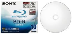 録画用追記型 BD-R 260分/25GB/片面1層(2倍速対応/ホワイトプリンタブル(ワイドプリントエリア))10枚パック 10BNR1VBP2