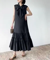 ワンピース レディース ノースリーブ 春 夏 マーメイド ワンピース ロング丈 リボン ワンピース チュニック ワンピース ドレス マーメイドシルエット 無袖 大きいサイズ ゆったり 体型カバー オシャレ シンプルxzzhang248
