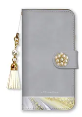 iPhoneX iPhoneXS ケース 手帳型 アイフォンX アイフォンXS スマホケース パール デコ付き ストラップ付 韓国 大理石 マーブル柄 おしゃれ オシャレ 大人 ネイビー ブルー パープル カラー05