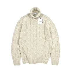 GRAN SASSO グランサッソ / ニットセーター タートルネック ケーブル編み ミドルゲージ 長袖 秋冬 ヴァージンウール 100% ベージュ イタリア製 415124のサムネイル