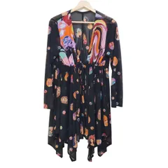 美品 トクコプルミエヴォル ウール長袖カーディガン グレー茶×ゴールド9 ob165 トップス レディース ニットカーディガン セーター 長袖