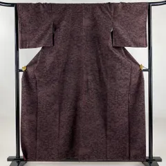 【美品】 結城紬 身丈159cm 裄丈65cm M 袷 はたおり娘 奥順 証紙 雲文 松竹梅 茶紫 正絹 逸品 【中古】