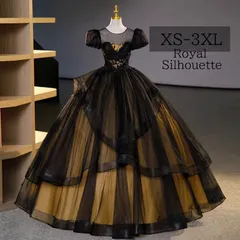 ナイトドレス 黒 ブラック 黄 イエロー パーティードレス 結婚式 大きいサイズ ドレス 謝恩会 XS S M L XL LL 2XL XXL 3XL XXXL ロング丈 フェミニン 披露宴 パフスリーブ 豪華 パーティー 姫系 発表会 プリンセス