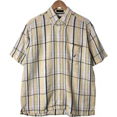 古着 ノーティカ NAUTICA チェック柄 半袖 リネン ボタンダウンシャツ ボックスシャツ メンズM相当/eaa544793