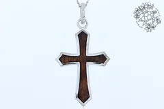 ペンダントトップ　クロス　コアウッド　シルバー　メンズ　レディース　ペア　【L size】　ハワイアンジュエリー　ハワジュ　SSP18KW