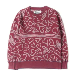 美品 vivienne westwood MAN ヴィヴィアンウエストウッドマン ニット サイズ:44 ジャカード オールオーバー ラブ オーブ ボーダー コットン ニットセーター  総柄 レッド ネイビー 日本製 トップス 長袖【メンズ】のサムネイル