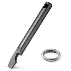 新品 チタン マルチツール バール EDC プライバー 小型 ツール 栓抜き ドライバー定規 ポケッ ツール 日常携帯 (ブラック・Sサイズ+カラビナ リング)