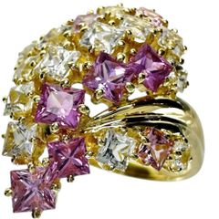 14号 ピンクサファイヤ/ホワイトサファイヤ 計2.60ct リング・指輪 K18ゴールド 18金  5.6g レディース 【中古】【真子質店】【NN】