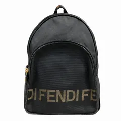 フェンディ FENDI リュックサック デイパック ロゴライン キャンバス レザー ゴールド金具 黒 ブラック ■WYのサムネイル