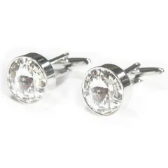 【新着商品】クリスタルスワロフスキー・ラウンドカフス（カフリンクス・カフスボタン） 鎌倉カフス工房 cc021-a-1