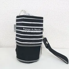 保冷保温 2WAY ペットボトルケース ペットボトルカバー ニットボーダー ブラック 持ち手付き シンプル 黒 縞々 6080BK