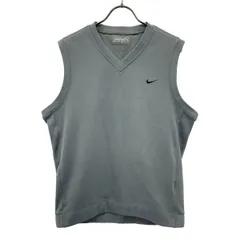 NIKE ナイキ ロゴ刺繍 ゴルフ Vネック ベスト S グレー メンズ 古着