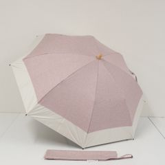 折りたたみ日傘 SOLSHADE ソルシェード USED品 晴雨兼用 2WAY収納 遮光 UVカット 杢ローズ×アイボリー 50cm FA9139