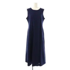 ユニクロ UNIQLO ウルトラストレッチエアリズムワンピース ミモレ ロング ノースリーブ L 紺 ネイビー /AT ■OS