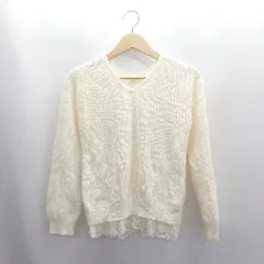 ◇ ⊇ any SiS エニィスィス ウール、アンゴラ混合 レース ミドルゲージ 長袖 ニット サイズ2 アイボリー レディース E  【1503060048122】