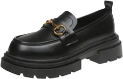 goodspoon ビットローファー レディース 厚底 ソール スリッポン カジュアル ソフトクッション 225( ブラック,  22.5 cm)