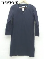 ◇ green label relaxing グリーンレーベル UNITED ARROWS Vネック 長袖 膝丈 ワンピース ネイビー レディース 【中古】 【1002802370939】