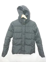 ■ ⊇ GU ジーユー ジップアップ　長袖 フード付きダウンジャケット サイズM ブラック系 レディース E  【1411130004810】