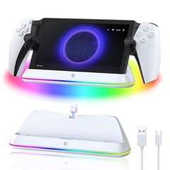 新品 PS Portal 用充電スタンド【新登場-Lwuckbarrt】PS5 Portal リモートプレーヤー 用 充電ドック psポータブル 用Type-C式 充電ステーション 急速充電 置くだけ充電可能 RGBライト LED 指示ランプ付3重安全充電保護