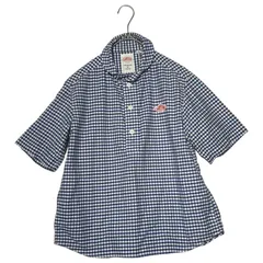 DANTON(ダントン) Round Collar Oxford Check Pullover Shirt ラウンドカラー オックスフォード チェック プルオーバー シャツ JD-3565 34(XS程度) ブルー×ホワイト
