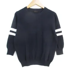 アパートバイローリーズ apart by lowrys ニット カットソー 七分袖 クルーネック ライン M 紺 白 ネイビー ホワイト /FF39のサムネイル
