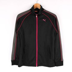 プーマ 長袖ジャージ フルジップ ロゴ トップス スポーツウェア ランニング トレーニング レディース Mサイズ ブラック PUMA 【中古】