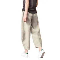【人気商品】[JINJUDUO] レディースパンツ ルーズパンツ フラットポケット シンプル ウエストゴム 大きいサイズ 春 夏 秋 冬 レディース 快適 通気性 S-5XL ホーム パジャマ ズボン 九分丈パンツ