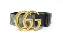 GUCCI/グッチ　GGスプリーム・マーモント ベルト　　400593　90/36　ブラウン/ゴールド　ベルト　【中古】