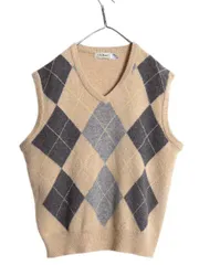 【お得なクーポン配布中!】 80s スコットランド製 エルエルビーン アーガイル ニット ベスト メンズ L / 旧タグ ヴィンテージ LLBEAN ラム ウール Vネック 重ね着 総柄