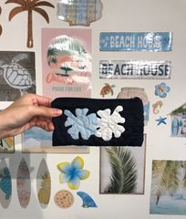＜正規品＞カードポーチ♡ハイビスカス♡ネイビーブルー♡ハワイアンキルト