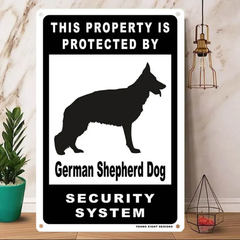 雑貨【German Shepherd Dog/ジャーマンシェパード】  Dog ドッグ  犬    メタルポスタ―　Security  セキュリティー 警告  ヤードサイン メタルプレート  ブリキ看板  -142