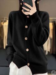 ニットカーディガン レディース ニット カーディガン 厚手 オフィス 秋 丸首 ボタンカーディガン ゆったり おしゃれ 通勤 トップス セーター コーディガン 20代 30代 40代 50代 min#