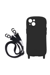 iFace Hang and iPhone 13 ケース シリコンハード/ショルダーストラップ セット (ブラック) 【アイフェイス アイフォン13 用 カバー ショルダー 】 [ブラック] [iPhone 13]